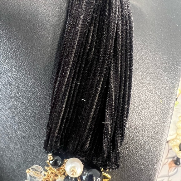 Talbots Velvet Glass & Rhinestone Holiday Gold Tone Choker Necklace D2 - Picture 3 of 4